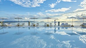 Outdoor pool, pool umbrellas
