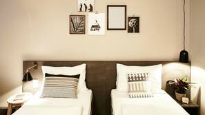 Hypo-allergenic bedding, desk, laptop workspace, iron/ironing board