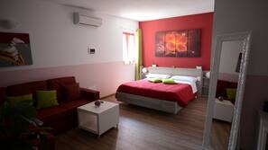 Laptop workspace, cribs/infant beds, linens