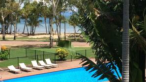 Outdoor pool, pool loungers
