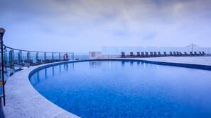 2 outdoor pools, open 9:00 AM to 8:00 PM, pool umbrellas, sun loungers