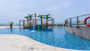 2 outdoor pools, open 9:00 AM to 8:00 PM, pool umbrellas, sun loungers