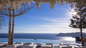 Seasonal outdoor pool, pool umbrellas, sun loungers
