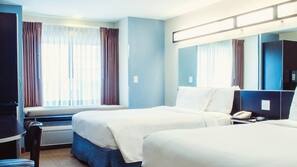 Pillowtop beds, desk, soundproofing, iron/ironing board