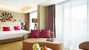 Free minibar items, in-room safe, desk, blackout curtains