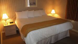 Hypo-allergenic bedding, blackout curtains, iron/ironing board