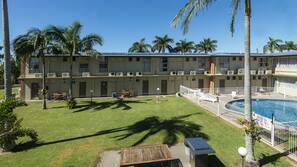 Outdoor pool, sun loungers