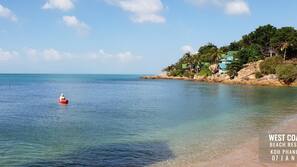Plage privée, chaises longues