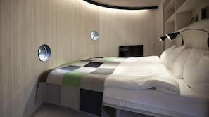 Minibar, decoración individual, mobiliario individual y cortinas opacas