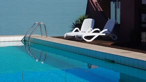Outdoor pool, pool loungers