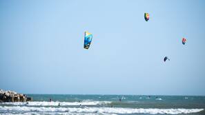 Beach nearby, sun loungers, beach umbrellas, beach towels