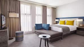 In-room safe, desk, laptop workspace, blackout curtains