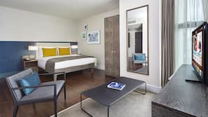 In-room safe, desk, laptop workspace, blackout curtains