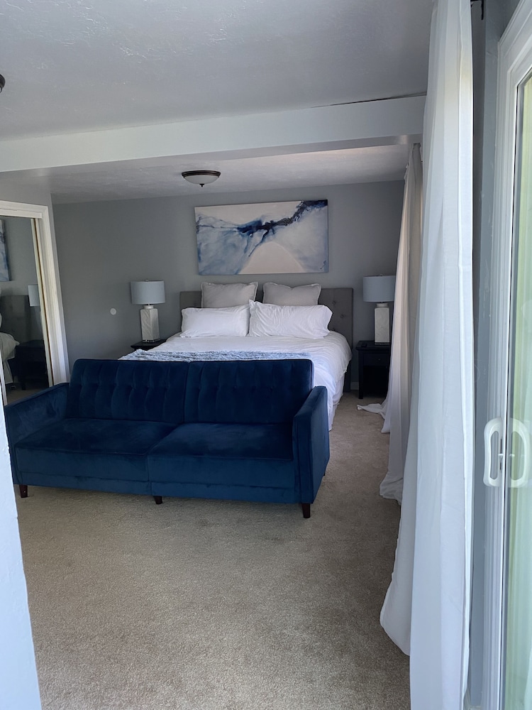 The Lakeside home has views, decks, sauna, spa, and it is near town and