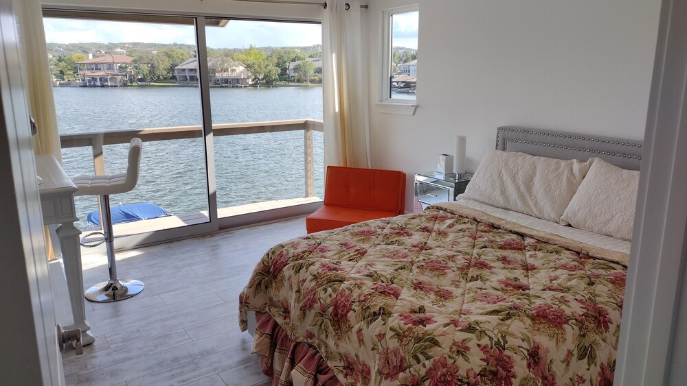 Lake LBJ as the backyard with Boat dock Horseshoe Bay Vrbo