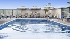 Outdoor pool, sun loungers