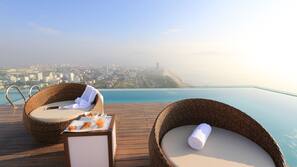 Outdoor pool, pool umbrellas
