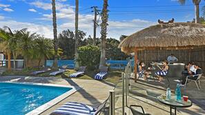 Outdoor pool, free cabanas, pool umbrellas