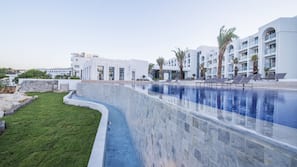 Indoor pool, 2 outdoor pools, open 9 AM to 6 PM, pool umbrellas