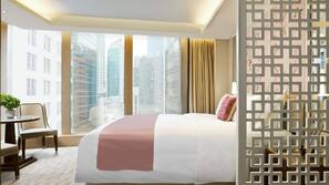 Down comforters, minibar, in-room safe, blackout drapes
