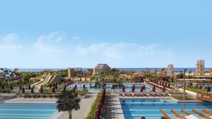 Indoor pool, 5 outdoor pools, pool umbrellas, pool loungers