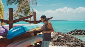 Beach nearby, white sand, snorkeling, kayaking