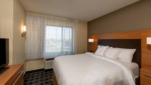 Blackout curtains, iron/ironing board, free WiFi, alarm clocks