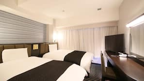 Premium bedding, down comforters, desk, blackout drapes