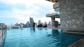 Outdoor pool, pool loungers