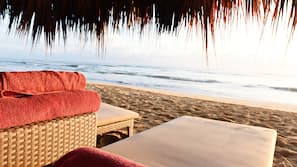 On the beach, white sand, beach bar