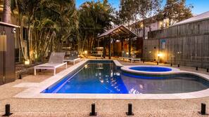 Outdoor pool, pool loungers