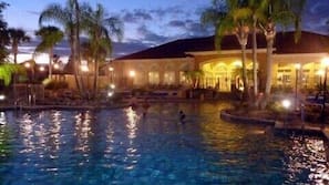 2 outdoor pools, pool umbrellas, pool loungers