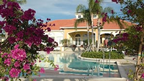 2 outdoor pools, pool umbrellas, pool loungers