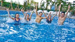 Outdoor pool, pool loungers