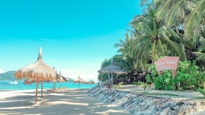 Private beach, white sand, free beach cabanas, beach shuttle