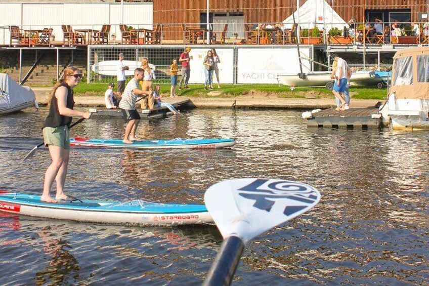 Stand-Up Paddleboarding on the Vltava River in Prague