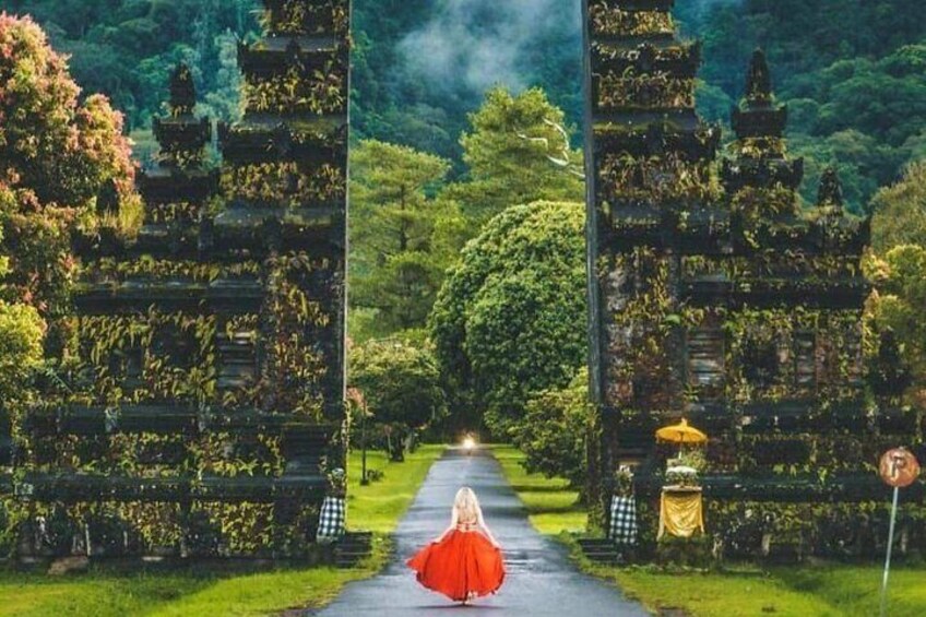 The Handara Gate, Beratan Lake Temple with Banyumala Waterfall