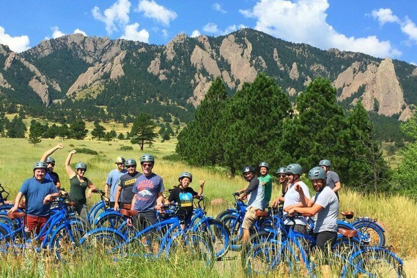 "The blue crew" fat tire cruiser ebike tours takes you up to the majestic Flat Irons in Boulder and more
