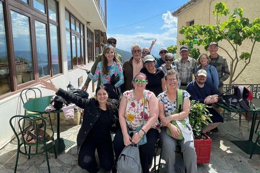 The tour guide with the travelers outside the restaurant where we stopped for a wonderful lunch 3