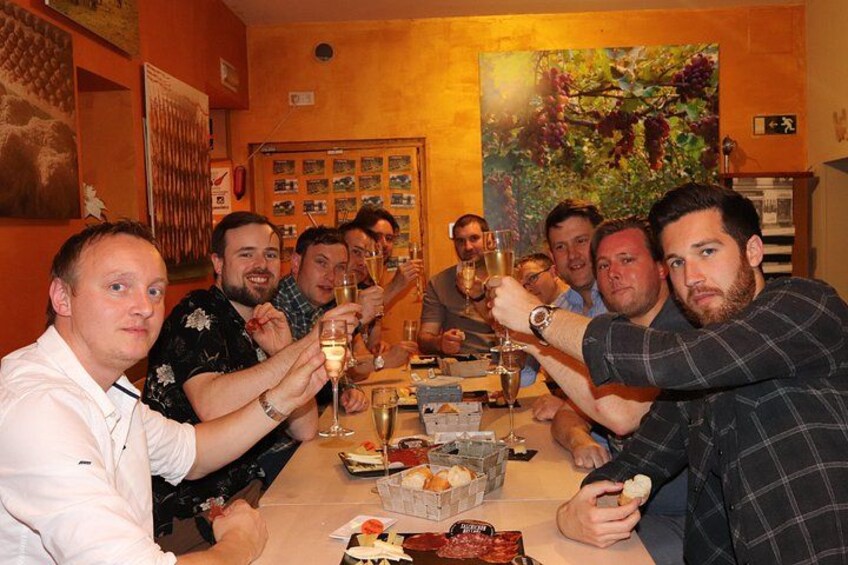 Toasting and enjoying the tasting 1