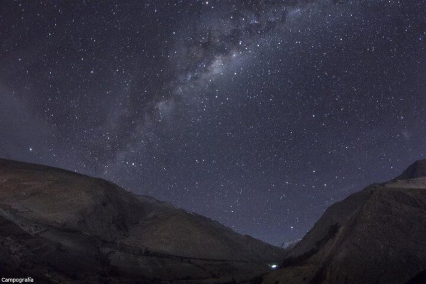 Stars light up the valley at night