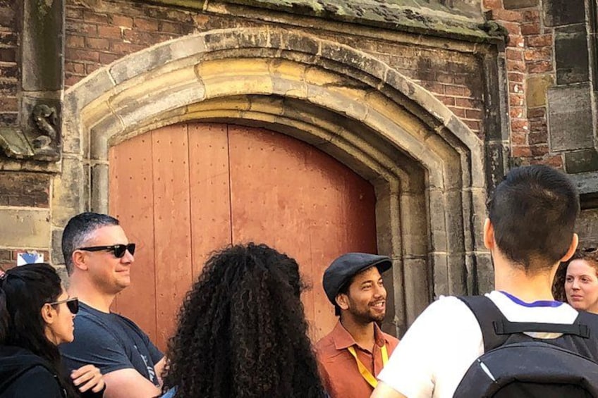 Our guide in front of the Old Church in the Red Light District 3