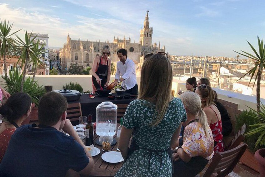 Seville: Rooftop Paella Cooking Class with Cathedral Views 5