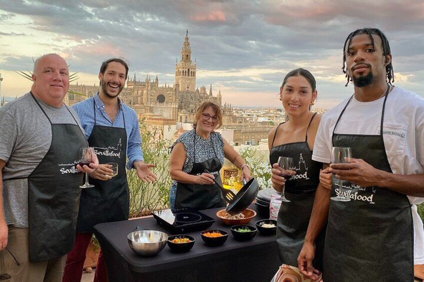Seville: Rooftop Paella Cooking Class with Cathedral Views 2
