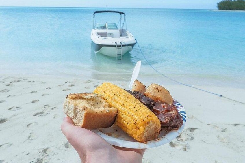 Custom beach lunch at Fort Cay 4