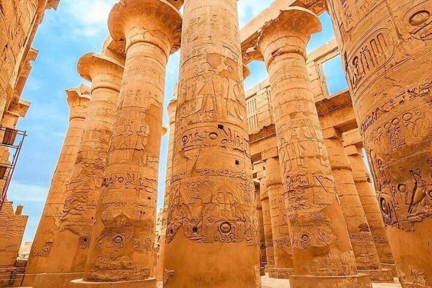 Ancient Egyptian columns with hieroglyphs. 3