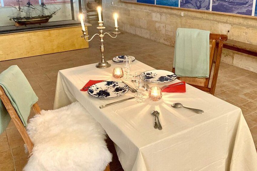 Sheepskins and candles await you in our winter picnic location. 2