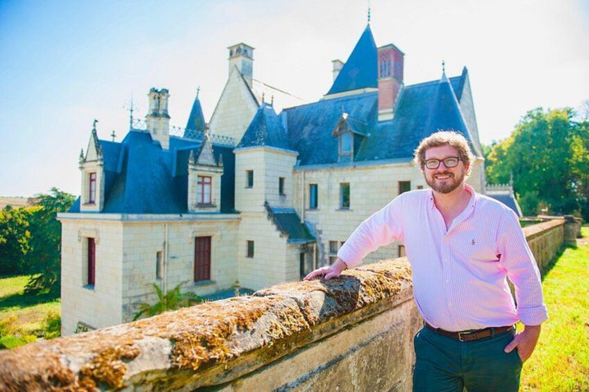 Sébastien, Count du Petit Thouars, in front of his 600 year old family castle. 5