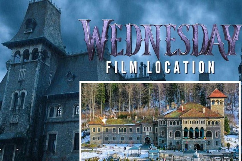 Wednesday film location. Cantacuzino castle becomes Nevermore Academy. 2