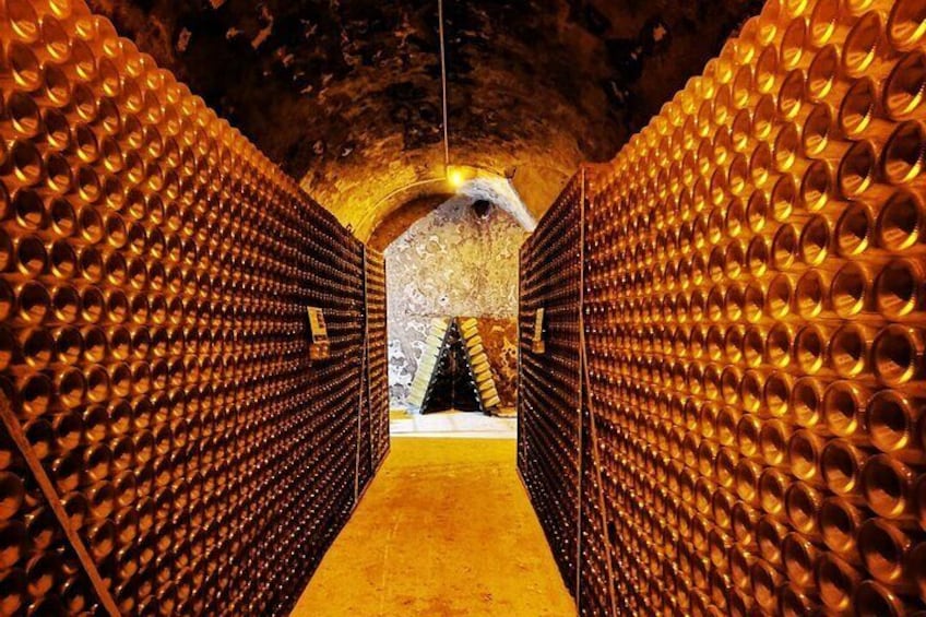 A tunnel with walls lined with circular metallic structures. 2